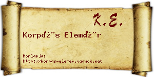 Korpás Elemér névjegykártya